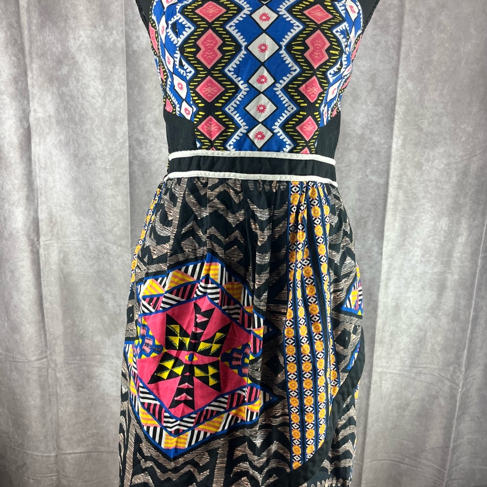 Multicolor straplessGeometric tribal Pattern Dress